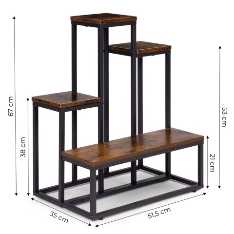 Kwietnik stojący stojak na kwiaty ozdoby 4 półki loft ModernHome