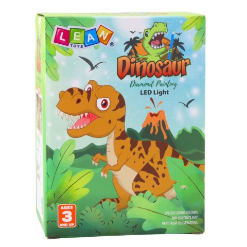 Zestaw Kreatywny Dinozaury W Słoiku Diamenty Lampka Nocna Pilot DIY