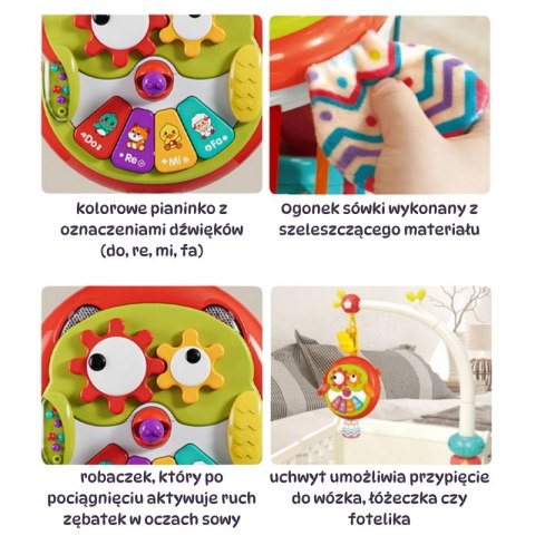 WOOPIE BABY Interaktywna Zabawka Sowa Pianinko z Szeleszczącym Ogonem