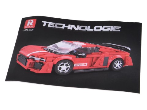 Klocki techniczne Auto CZERWONE w stylu sportowego coupe 373-ele