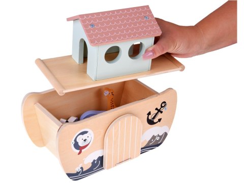 Drewniana Arka Noego + figurki zwierząt Edukacyjna zabawka Sorter