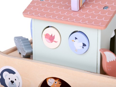 Drewniana Arka Noego + figurki zwierząt Edukacyjna zabawka Sorter