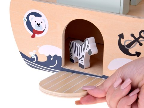 Drewniana Arka Noego + figurki zwierząt Edukacyjna zabawka Sorter