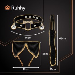 Strój kota/lisa 3el. czarny Ruhhy 26587