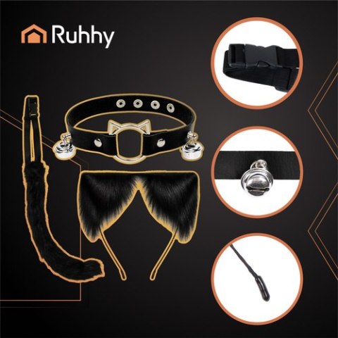 Strój kota/lisa 3el. czarny Ruhhy 26587