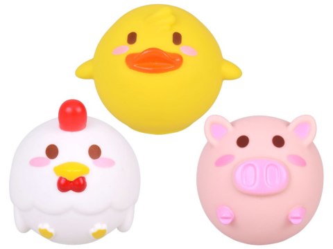 Zabawki do kąpieli ŁOWIENIE 3 gumowe zwierzątka bez dziurki + sitko ZA5924