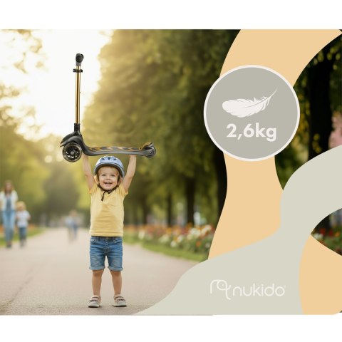 Hulajnoga trójkołowa dla dzieci balansowa siedzisko Nukido Flippo - złota