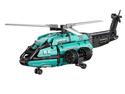 Klocki techniczne 2w1 Bolid Formuła 1 helikopter 736ele naklejki