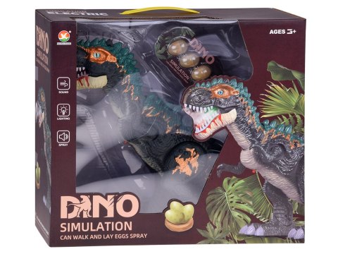 Duży dinozaur robot chodzi ryczy ZNOSI JAJKA efekty świetlne para