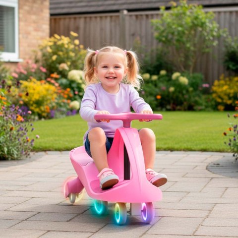 Jeździk grawitacyjny twistcar świecące koła LED różowy