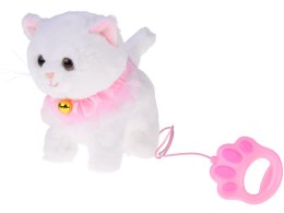 Kotek interaktywny chodzi na smyczy miauczy rusza ogonkiem