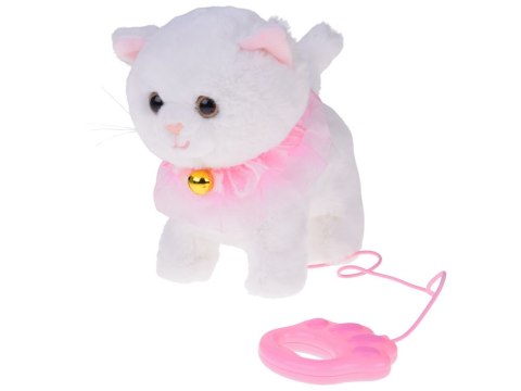 Kotek interaktywny chodzi na smyczy miauczy rusza ogonkiem