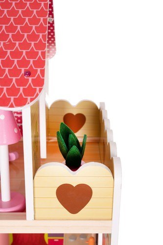 +LED Domek drewniany dla lalek - willa z basenem D11251