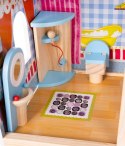 +LED Domek drewniany dla lalek - willa z basenem D11251