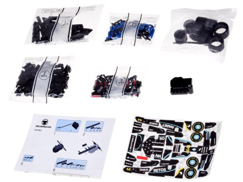 Klocki techniczne BOLID Formuła 1 268-ele napęd pull back naklejki