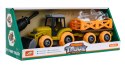 Rozkręcany traktor z łyżką i przyczepą + śrubokręt + Majsterkowicza