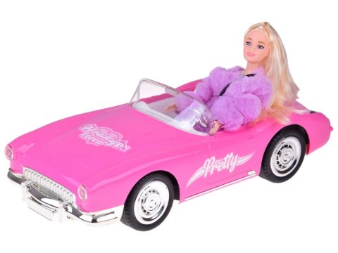 Autko Retro Cadillac na pilota + Elegancka Lalka w Futrze