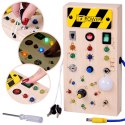 Drewniana TABLICA manipulacyjna Montessori - elektryczne diody LED ZA5944