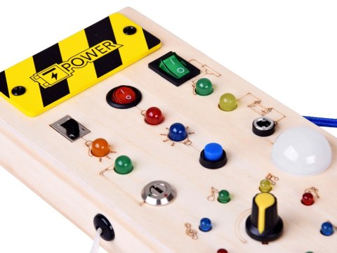 Drewniana TABLICA manipulacyjna Montessori - elektryczne diody LED ZA5944
