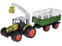 Sterowany Traktor na pilota z przyczepą i chwytakiem bale drewna