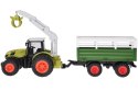 Sterowany Traktor na pilota z przyczepą i chwytakiem bale drewna