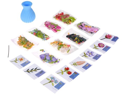 Klocki techniczne SERIA: Bukiet 8 kwiatów polnych w wazonie 691-ele