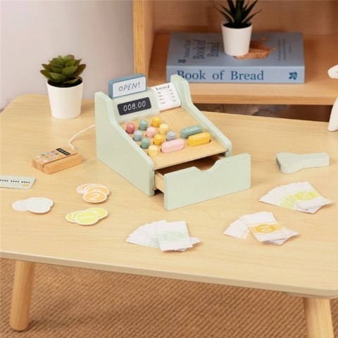 GREEN Drewniana Kasa Sklepowa Edukacyjna z Akcesoriami 23 el. FSC