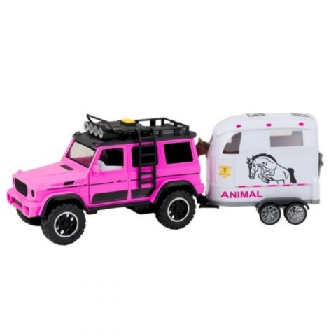 WOOPIE Zestaw Różowy Samochód Terenowy z Przyczepką i Figurką Konia