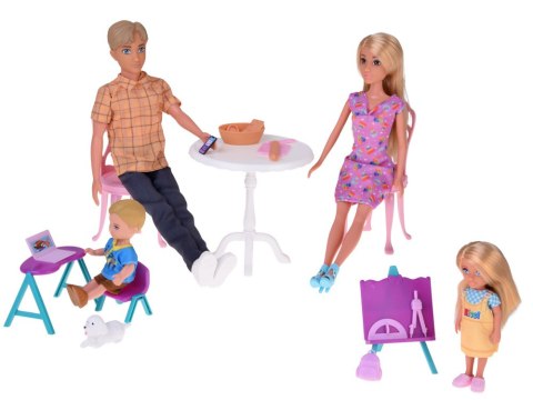 Anlily Duży zestaw RODZINA LALEK Kuchnia i mebelki + szkoła i praca
