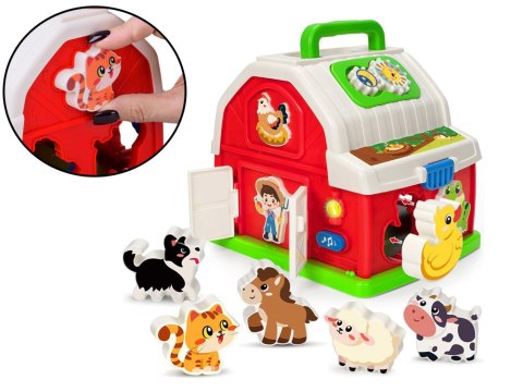 Interaktywny domek edukacyjny farma klocki odgłosy zwierząt sorter