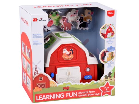 Interaktywny domek edukacyjny farma klocki odgłosy zwierząt sorter