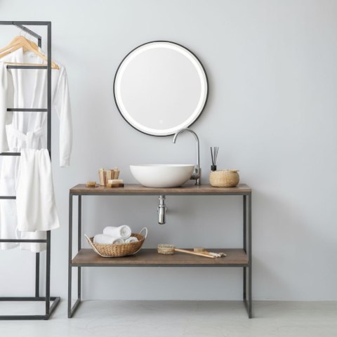 Lustro łazienkowe LED okrągłe ścienne 60 cm 3 barwy włącznik dotykowy regulacja jasności ModernHome