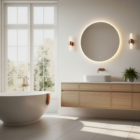 Lustro łazienkowe LED okrągłe ścienne 80 cm 3 barwy włącznik dotykowy ModernHome