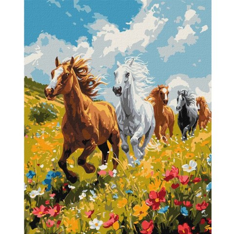 Malowanie po numerach 40x50 cm KHO6597 Polowa harmonia konie AP0079