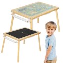 GREEN Drewniany Stolik Aktywności 4w1 Tablica Kredowa Pojemniki Mapa Miasta Papier Rysunkowy