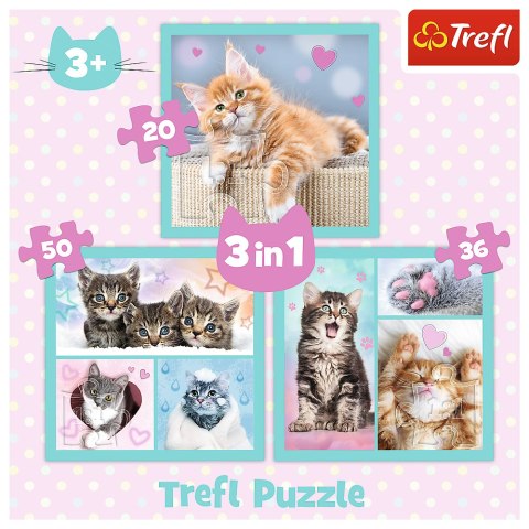 Puzzle - 3w1 (20, 36, 50) - Słodkie zwierzaki - Trefl 34862