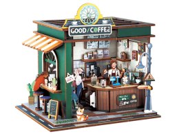 Drewniane PUZZLE 3D Seria budynek Kawiarnia 120 ele oświetlenie