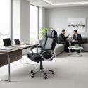 Fotel biurowy obrotowy podwójna tapicerka skóra PU regulacja wysokości czarny ModernHome