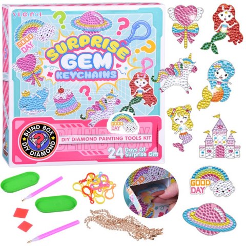 Kreatywny kalendarz adwentowy wyklejanka haft diamentowy breloczki