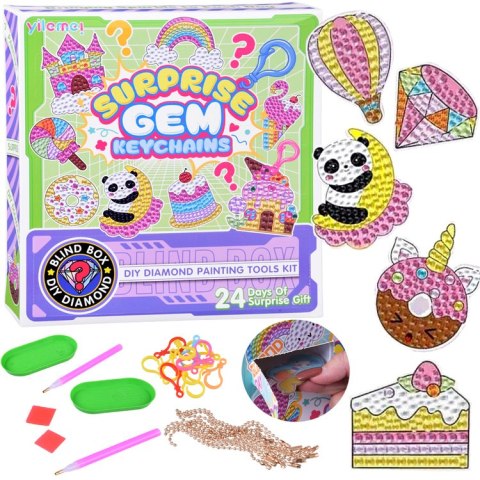 Kreatywny kalendarz adwentowy wyklejanka haft diamentowy breloczki