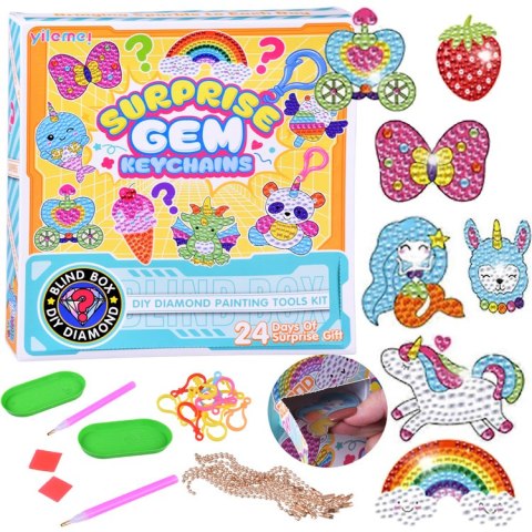 Kreatywny kalendarz adwentowy wyklejanka haft diamentowy breloczki