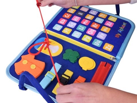 Materiałowa książeczka manipulacyjna edukacyjna + tablica markery