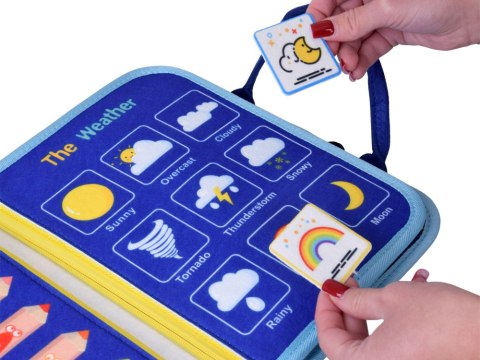 Materiałowa książeczka manipulacyjna edukacyjna + tablica markery