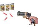 Pistolet na piankowe naboje + puszki zestaw strzelecki dla dzieci