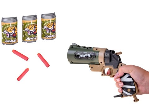 Pistolet na piankowe naboje + puszki zestaw strzelecki dla dzieci