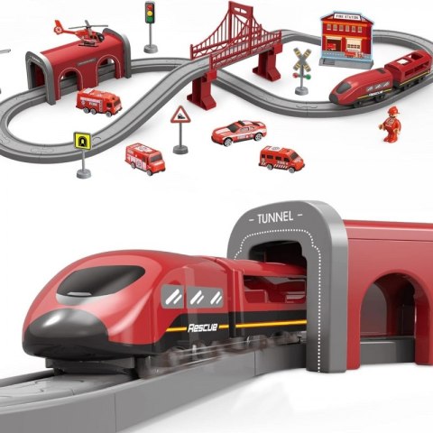 Zestaw Kolejka Elektryczna Lokomotywa Straż Pożarna 66el.