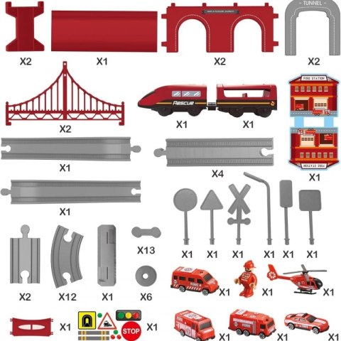 Zestaw Kolejka Elektryczna Lokomotywa Straż Pożarna 66el.