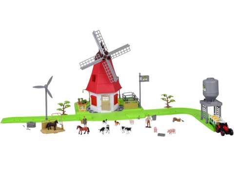 SERIA ZWIERZĘTA FARMA Zestaw WIATRAK młyn 101ele figurki
