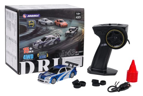 Autko zdalnie sterowany do Driftu 1:43 Niebieskie + Akcesoria