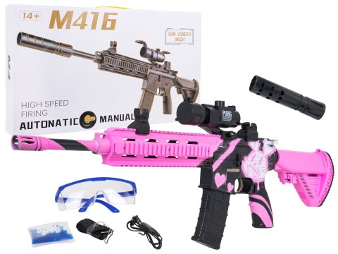 Karabin M416 Różowy na Kulki Wodne + Akcesoria
